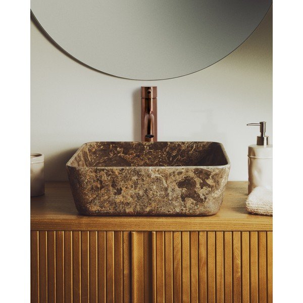 Sivé kamenné umývadlo 40x40 cm Darnen – Kave Home-image-1