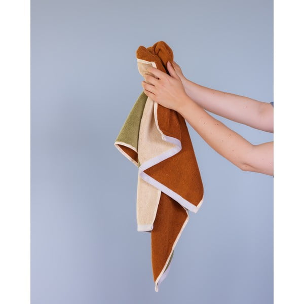 Hnedý froté bavlnený uterák 50x100 cm Block – Hübsch-image-2