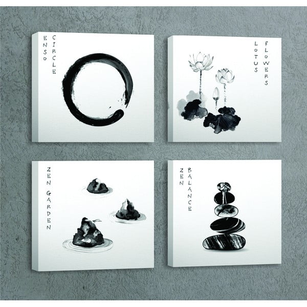 Obrazy v súprave 4 ks 30x30 cm Japanese Zen – Wallity-image-1