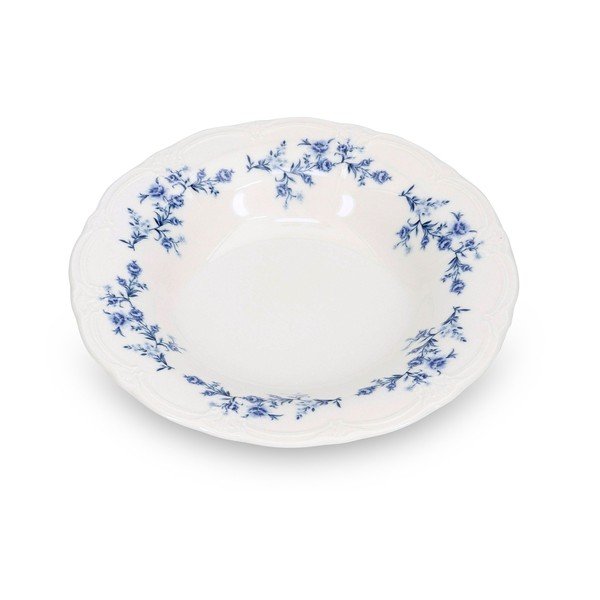 Biely/modrý hlboký  porcelánový tanier ø 23,5 cm Retro – BonBistro