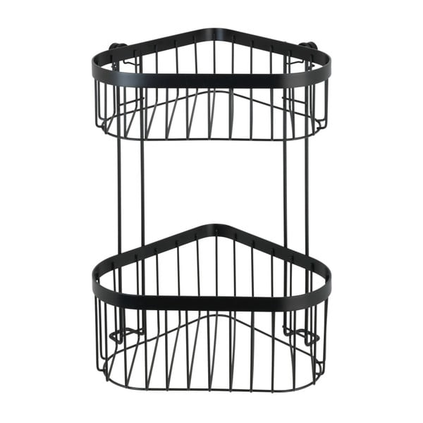 Čierny nástenný dvojposchodový rohový košík Wenko Classic Plus-image-3