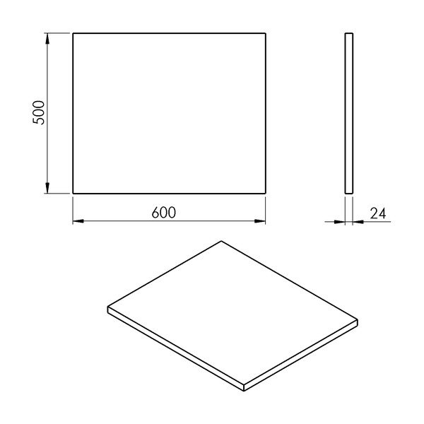 Biela doska pod umývadlo 60x50 cm Plato – Sapho-image-2