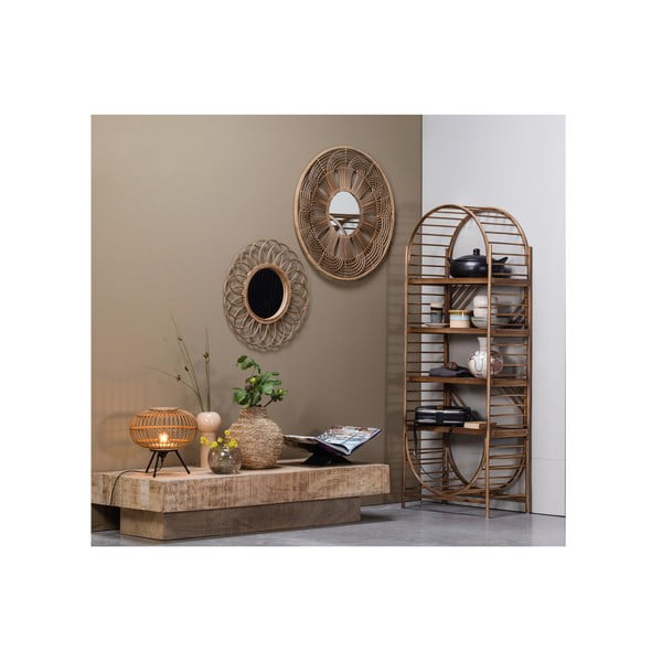 Nástenné zrkadlo s bambusovým rámom ø 76 cm Obi – WOOOD-image-2