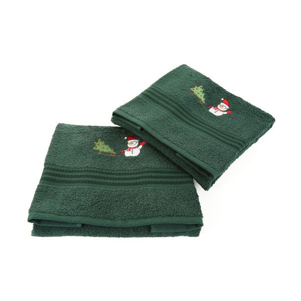 Sada 2 uterákov Corap Green Snowman, 50x90 cm-image-1