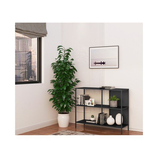 Čierna kovová knižnica 100x80 cm Charleston – Støraa-image-3