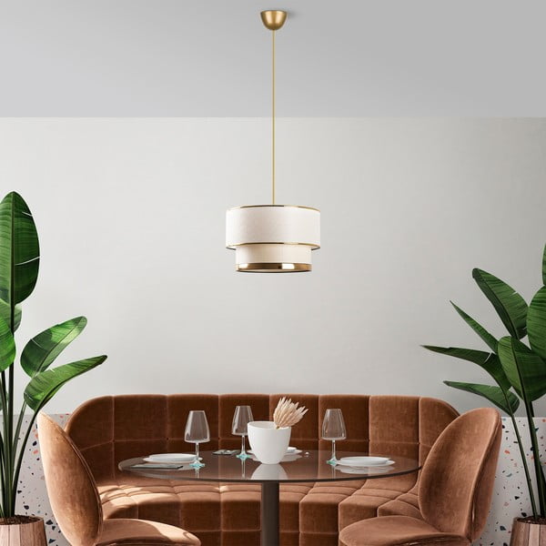 Závesné svietidlo v krémovo-zlatej farbe s textilným tienidlom ø 30 cm Cake – Opviq lights-image-3