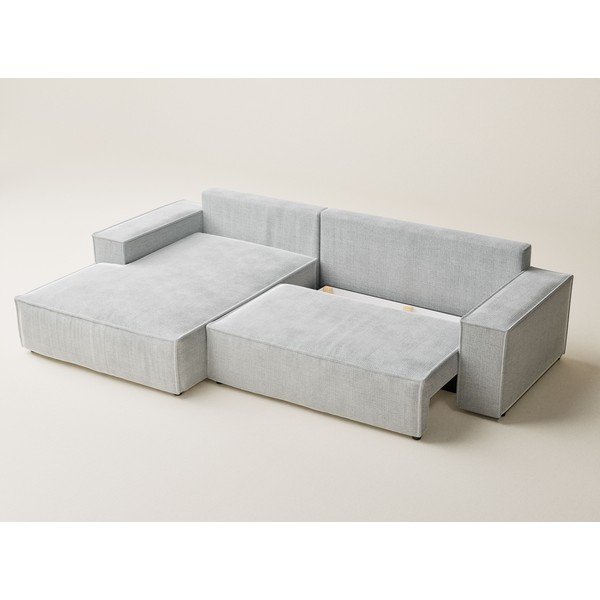 Svetlosivá ženilková rozkladacia/s úložným priestorom rohová pohovka (ľavý roh/s leňoškou) Maze – Maison de Rêve-image-4