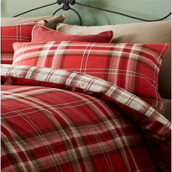 Červené obliečky na jednolôžko Catherine Lansfield Kelso Red, 135 × 200 cm-image-1