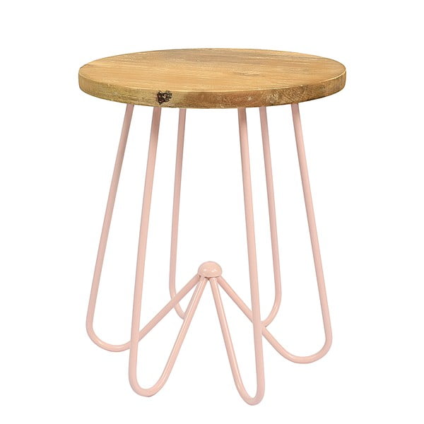 Svetloružový stolík s doskou z mangového dreva HF Living Round