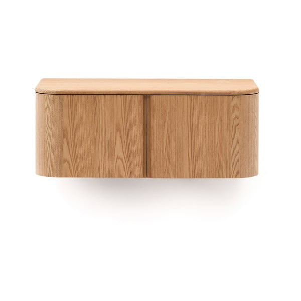 Závesná skrinka pod umývadlo v dekore jaseňa v prírodnej farbe 90x35 cm Salaya – Kave Home