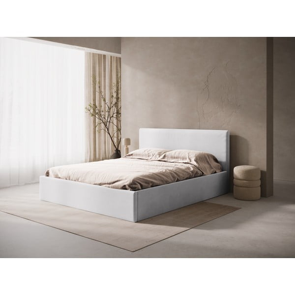 Svetlosivá čalúnená dvojlôžková posteľ s úložným priestorom/bez čela s roštom 140x200 cm Susan – Micadoni -image-1