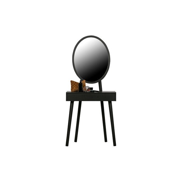 Čierny toaletný stolík s nohami z borovicového dreva WOOOD Vanity-image-2