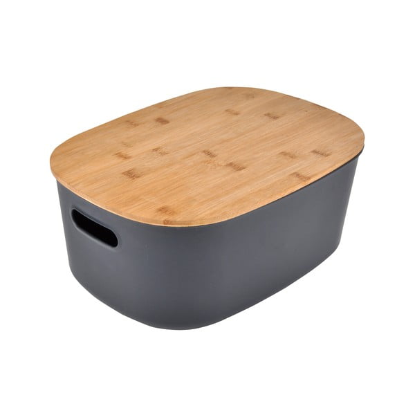 Antracitový plastový úložný box s vekom 24x18x12,5 cm – Homéa