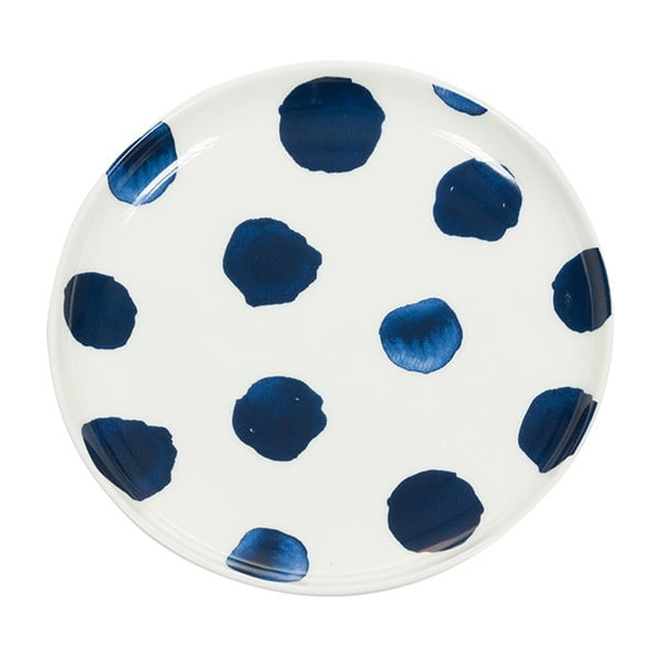 Modro-biely porcelánový tanierik Santiago Pons Dotty, 16 cm
