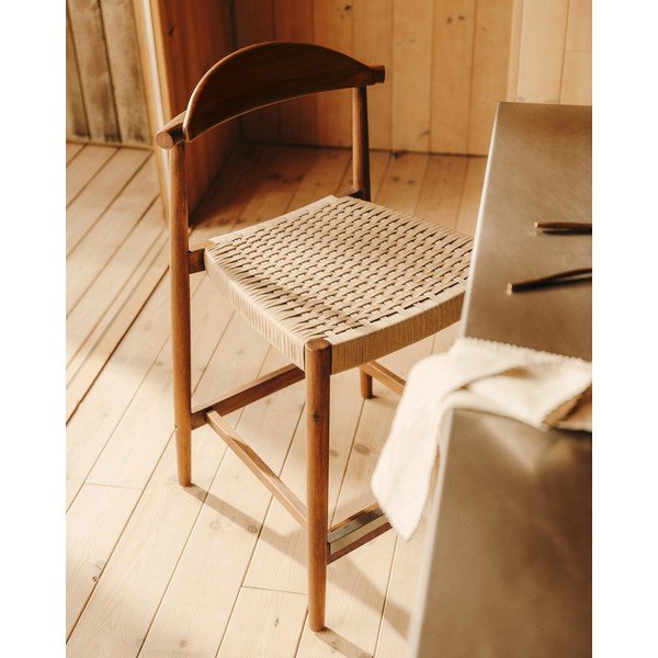 Hnedá drevená záhradná barová stolička Nina – Kave Home-image-2