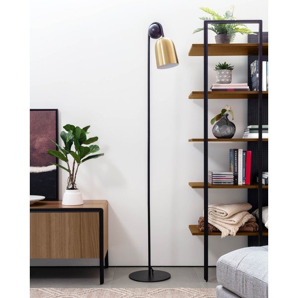 Čierna/v zlatej farbe stojacia lampa s kovovým tienidlom (výška 180 cm) Natsumi – Kave Home-image-1