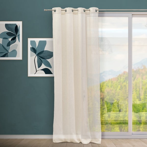 Béžová záclona s prímesou ľanu 140x260 cm Fifties – Casa Selección-image-1