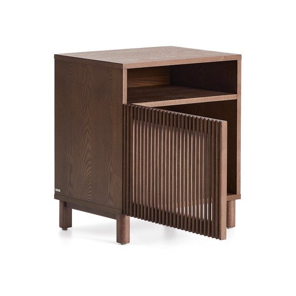 Tmavohnedý nočný stolík v dekore orecha s poličkami Beyla – Kave Home-image-4