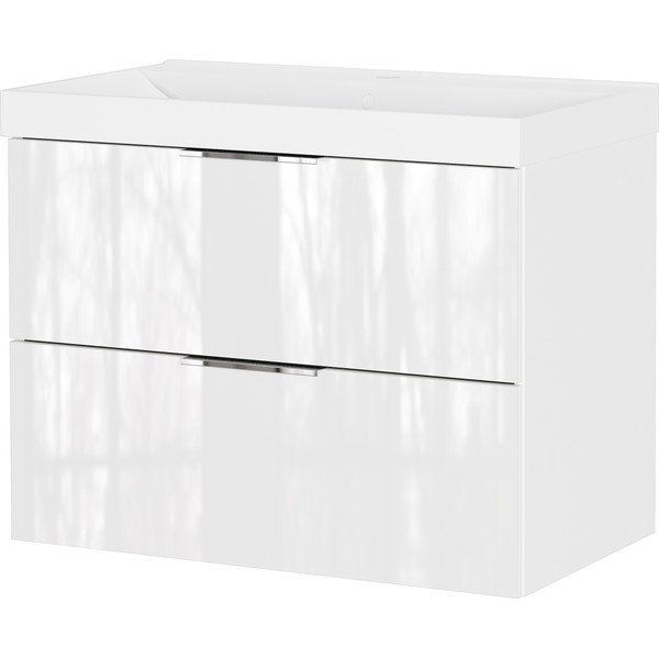 Biela lesklá závesná skrinka pod umývadlo 81x65 cm Celano – Germania