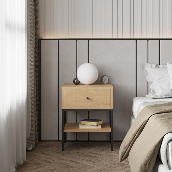 Nočný stolík v dekore duba s poličkami v prírodnej farbe Lisa – Marckeric-image-1