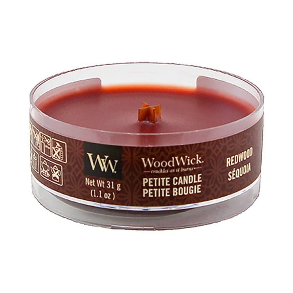 Sviečka s vôňou santálového dreva WoodWick Petite, doba horenia 8 h