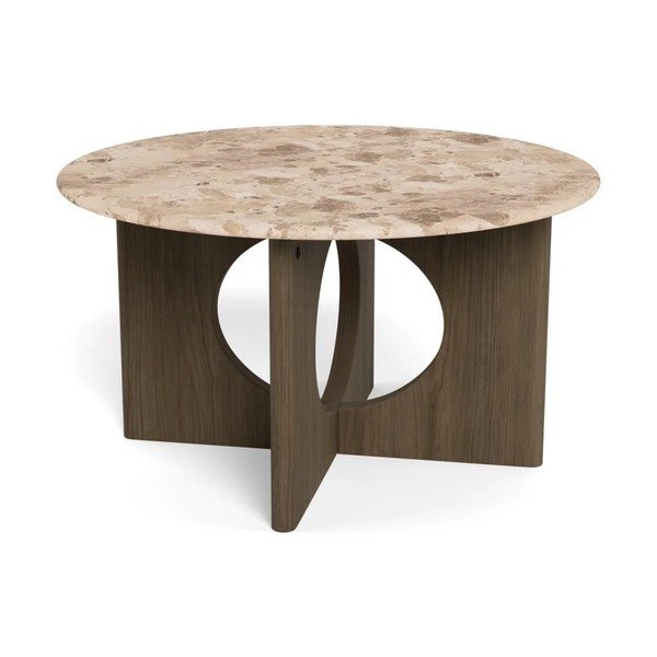 Okrúhly konferenčný stolík s mramorovou doskou v tmavo prírodnej farbe ø 80 cm Foley – Actona-image-3