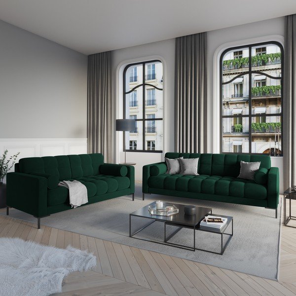 Tmavozelená zamatová pohovka Cosmopolitan Design Bali-image-1