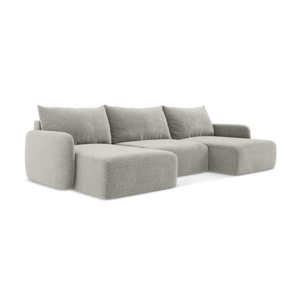 Svetlosivá rozkladacia/s úložným priestorom rohová pohovka Kalena – Makamii-image-1