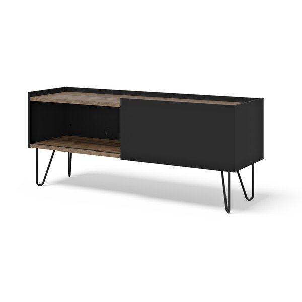 Hnedo-čierny TV stolík v dekore orecha 140x59 cm Nina – TemaHome-image-2