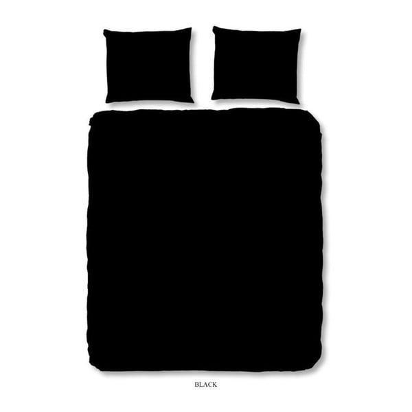 Čierne obliečky na jednolôžko z bavlny Good Morning Basso Uni, 140 × 200 cm