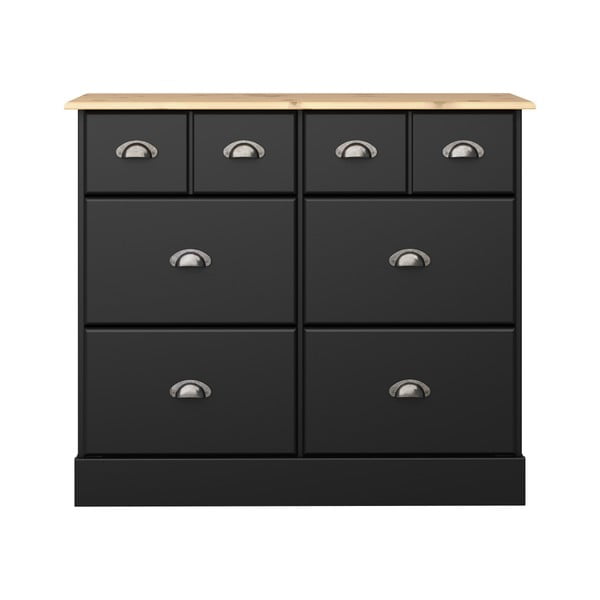 Čierna komoda s 6 zásuvkami Steens Nola, 78,5 × 91,4 cm