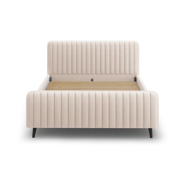 Béžová čalúnená dvojlôžková posteľ s roštom 180x200 cm Lily - Micadoni Home-image-2