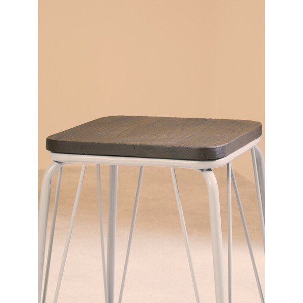 Sivá/v tmavo prírodnej farbe stolička z brestového dreva District – Premier Housewares-image-3
