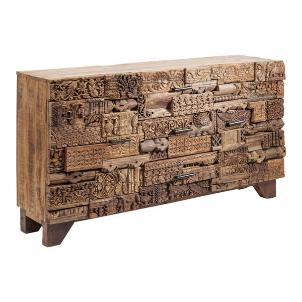 Hnedá drevená skriňa so zásuvkami Kare Design Shanti Surprise Puzzle, 160 × 90 cm