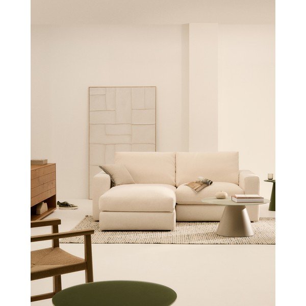 Béžová ženilková rohová pohovka (ľavý roh/s leňoškou) Alea – Kave Home-image-1