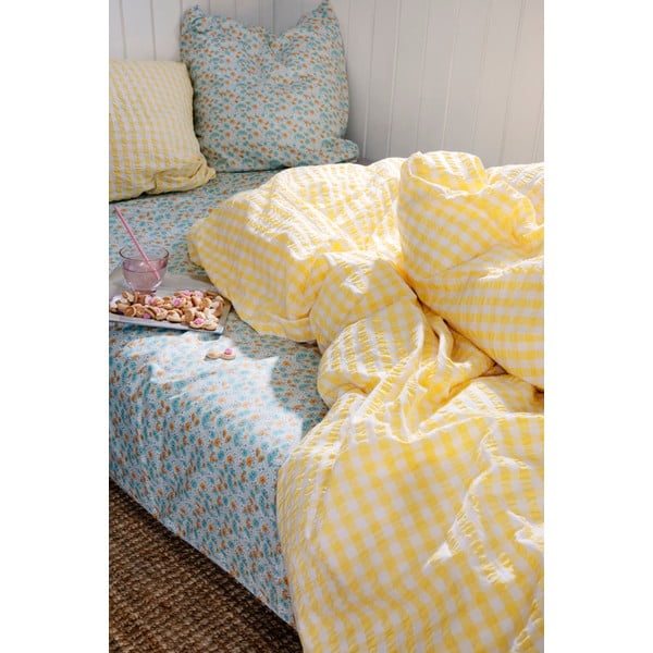 Žlto-biele krepové obliečky na jednolôžko 140x200 cm Bæk&Bølge – JUNA-image-3