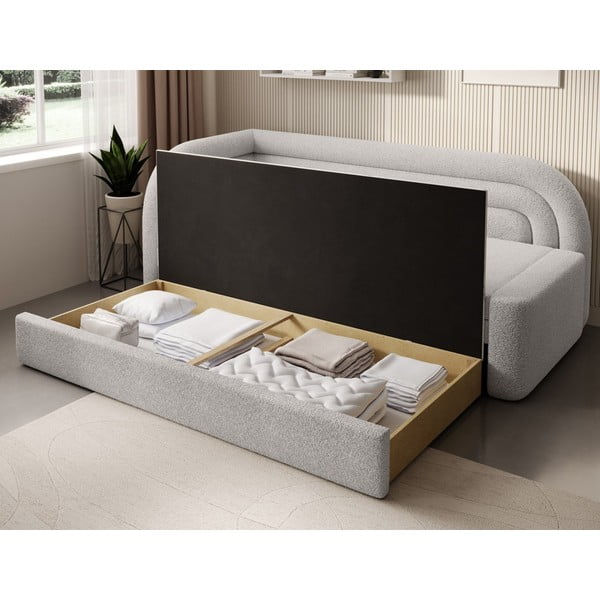 Krémovobiela rozkladacia/s úložným priestorom pohovka z textílie buklé pravý roh 223 cm Fabillo – ELTAP-image-4