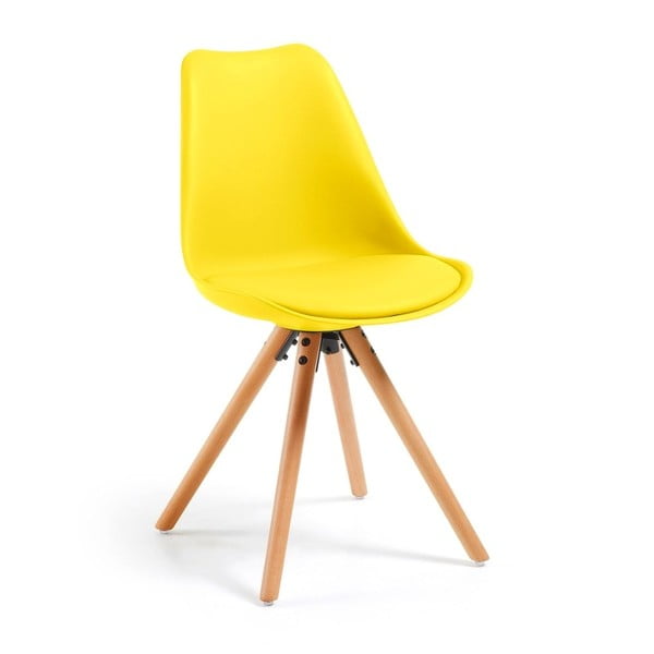 Žltá stolička s bukovými nohami Bonami Essentials Lumos