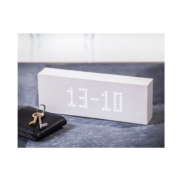 Biely budík s bielym LED displejom Gingko Message Click Clock-image-4