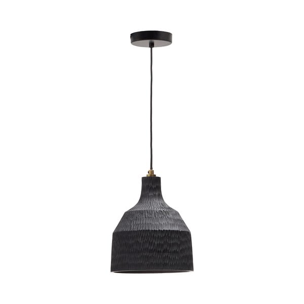 Čierne závesné svietidlo s dreveným tienidlom ø 21 cm Amire – Kave Home