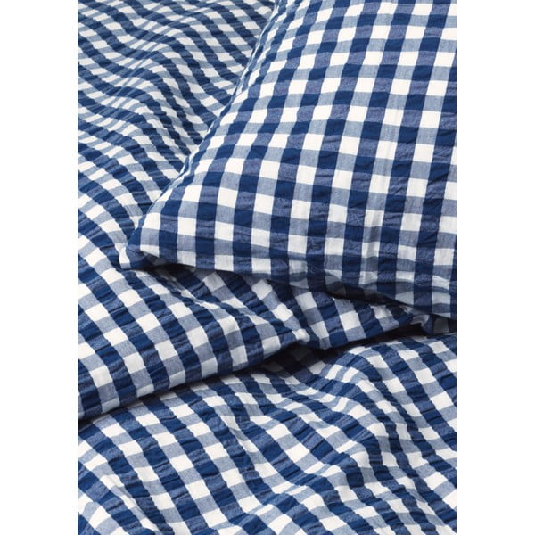 Bielo-tmavomodré krepové obliečky na jednolôžko 140x200 cm Bæk&Bølge – JUNA-image-2