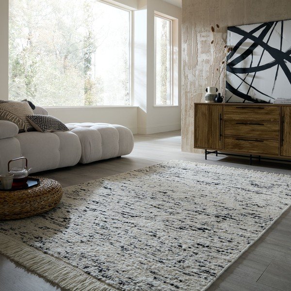Sivý/slonovinový ručne tkaný vlnený koberec 140x200 cm Ellsa  – Flair Rugs-image-1