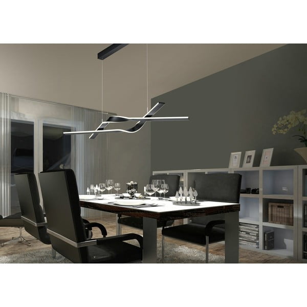 Čierne LED závesné svietidlo s kovovým tienidlom Cicenza – CINQUE-image-1