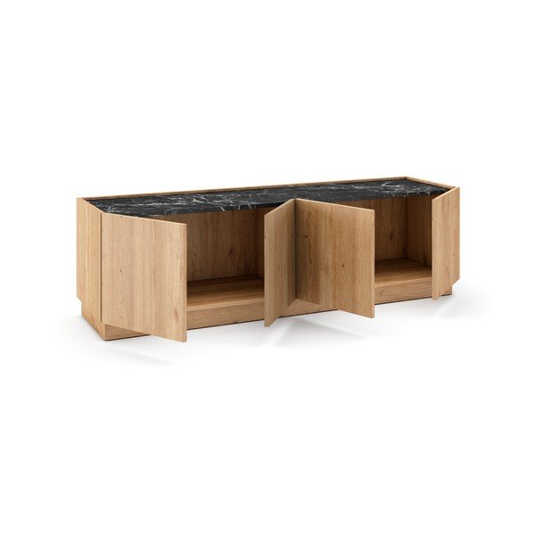 Čierny/prírodný TV stolík v dekore duba 160x48 cm Dione – Marckeric-image-4