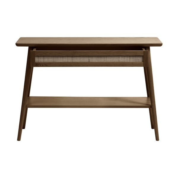 Hnedý konzolový stolík s doskou v dubovom dekore 40x110 cm Barrali – Unique Furniture-image-1