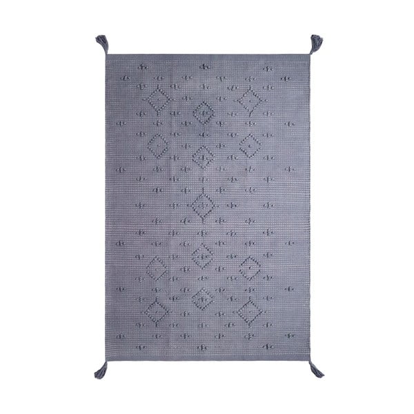 Sivý bavlnený ručne vyrobený koberec Nattiot Grey, 100 x 150 cm