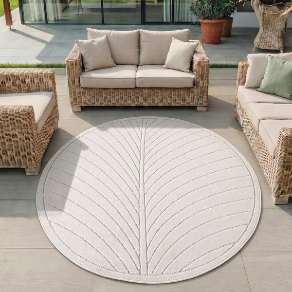 Krémovobiely okrúhly vnútorný a vonkajší koberec ø 160 cm Nova 1204 – Ayyildiz Carpets-image-1
