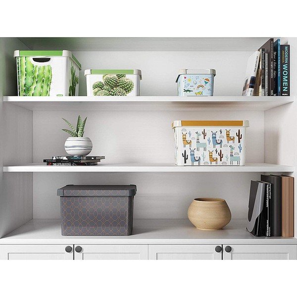 Tmavosivá úložná škatuľa s vekom Curver Art Deco, 22 l-image-1