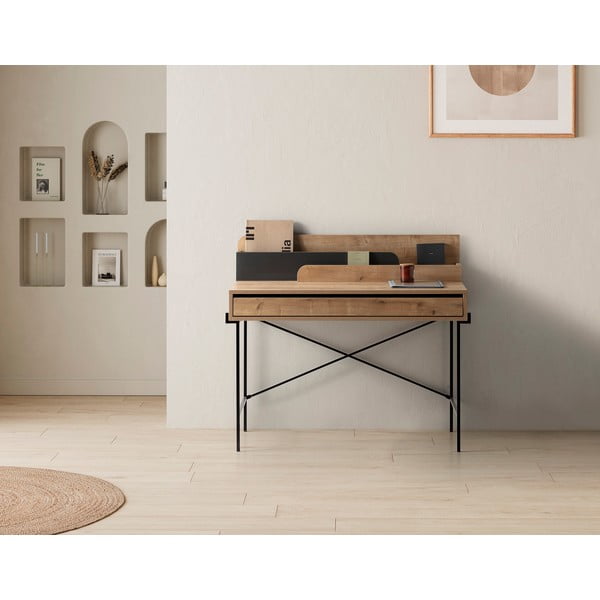 Pracovný stôl z dubového dreva so sekretárom 60x113 cm Lila – Marckeric-image-2