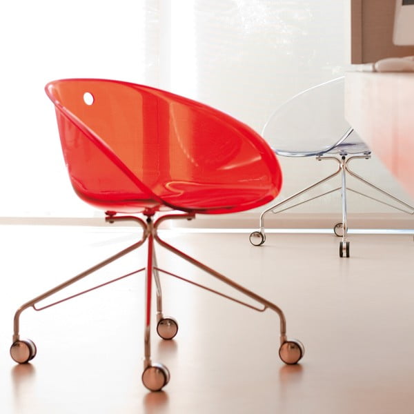 Červená stolička na kolieskach Pedrali Gliss-image-1